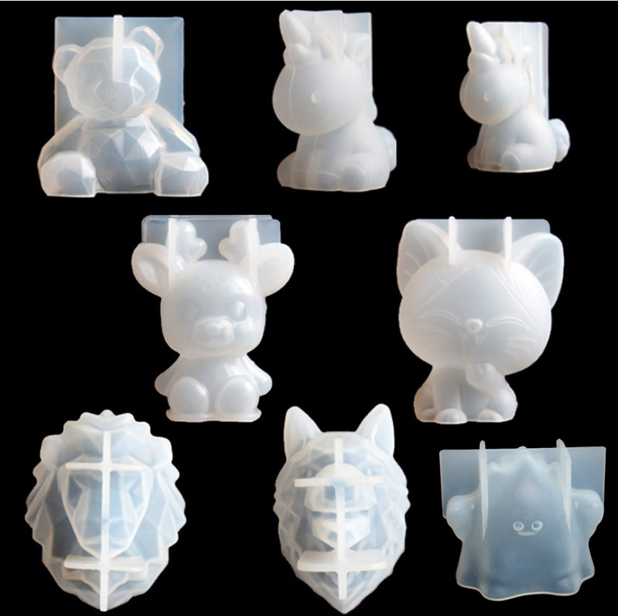 Candle Supplies Wholesale - 透明ユニコーンシリコーンエポキシ樹脂金型ジオメトリクマウサギ型動物アロマキャンドル作成フォーム装飾ツール
