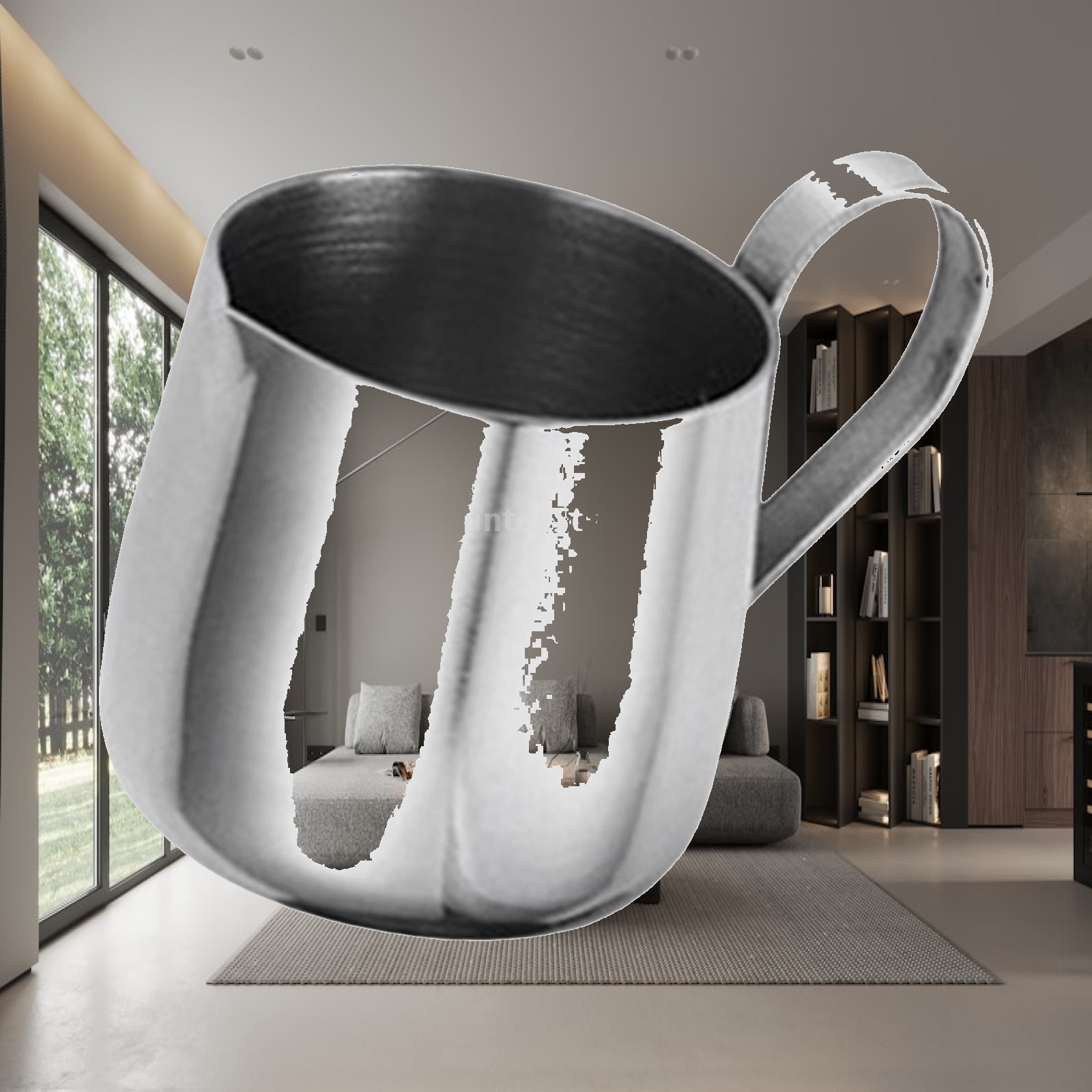 Pour Spout Pitcher - エスプレッソ蒸しピッチャー ステンレススチール製ミルク泡立て器カップ ラテ・カプチーノ愛好家のための滑らかな注ぎ口