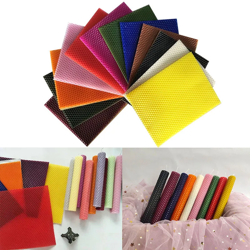 Beeswax Sheet Roll - 12 ピース/セット 15*20 センチメートル蜜蝋シートキャンドルロール手作り DIY ハニカムワックスシート親子活動材料キャンドル作り