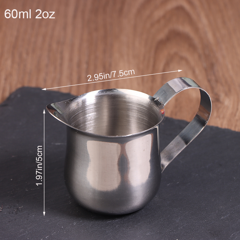 Pour Spout Pitcher - 60-240ML 計量カップ注ぎ口付きコーヒーウェアコーヒーミルク泡立てピッチャーカップキッチンステンレス鋼クリーマーピッチャー