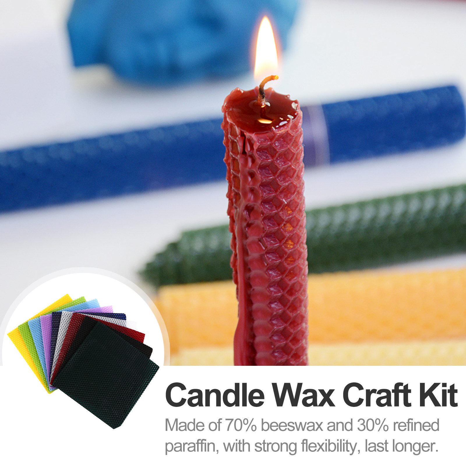 蜜蝋キャンドル作りキット 9点セット。ハニカムワックスシート - Beeswax Sheet Roll のレビューと価格