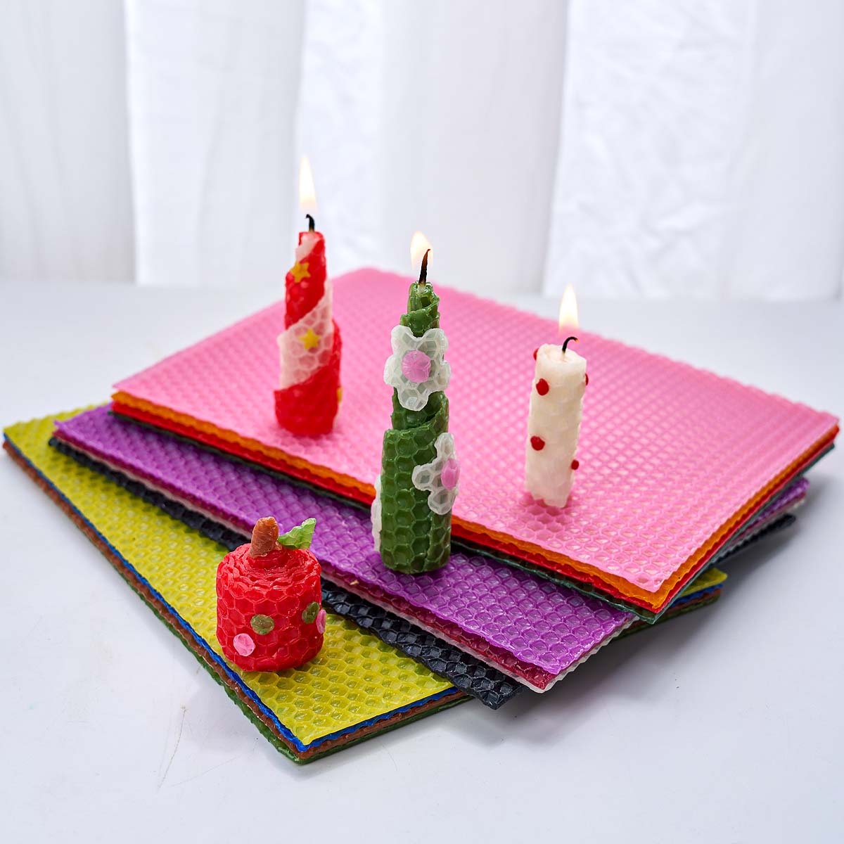 6 個 12 色の色付き蜜蝋シートキャンドルロール作成クラフ - Beeswax Sheet Roll のレビューと価格