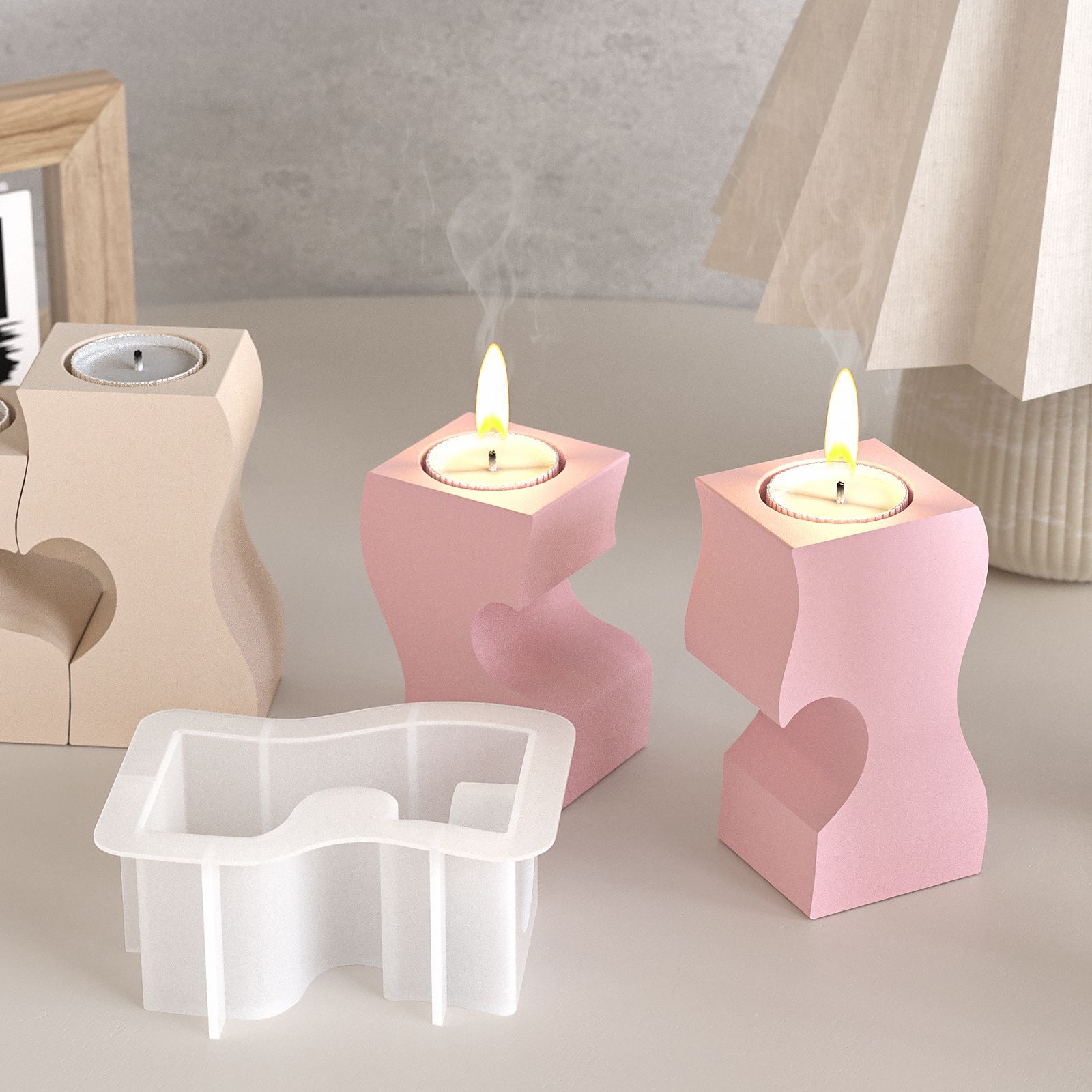 S ハート燭台シリコーン金型 DIY キャンドルホルダー石膏 - Candle Supplies Wholesale のレビューと価格