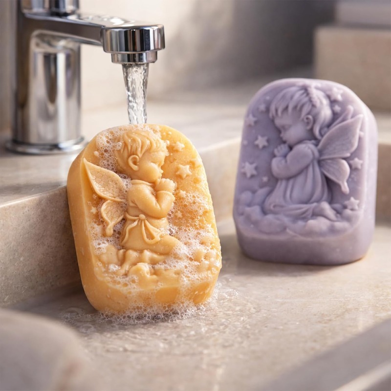 天使のシリコンモールド、石鹸作り用品、祈る妖精の赤ちゃんデザ - Candle Supplies Wholesale のレビューと価格