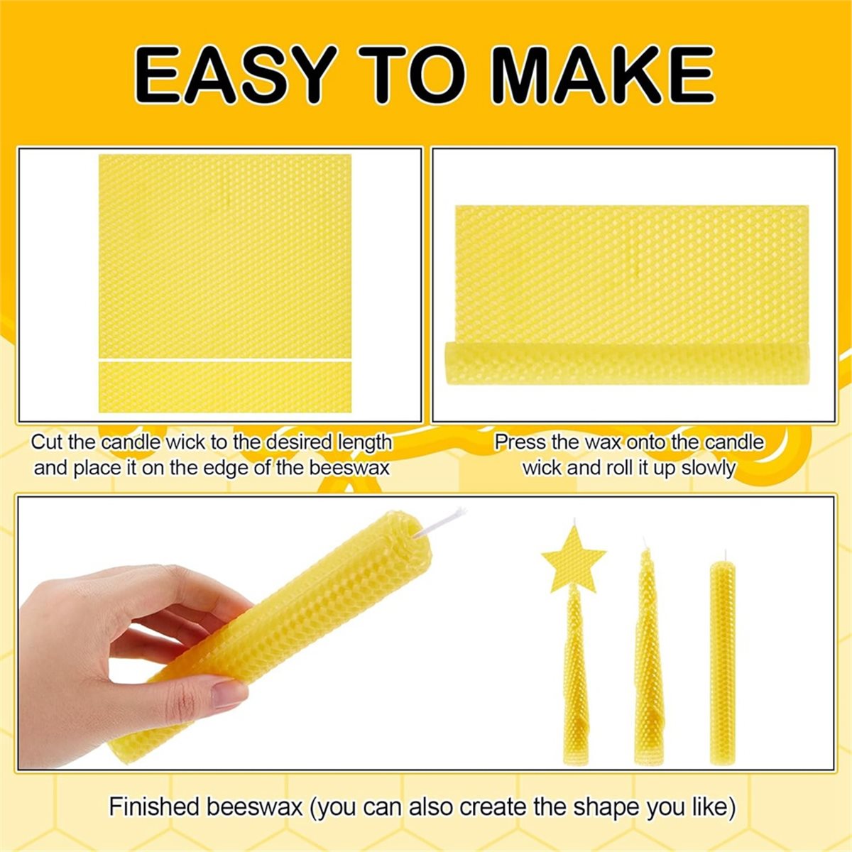 2026年ベストセラー 24個入り蜜蝋キャンドル作成キット、 - Beeswax Sheet Roll のレビューと価格